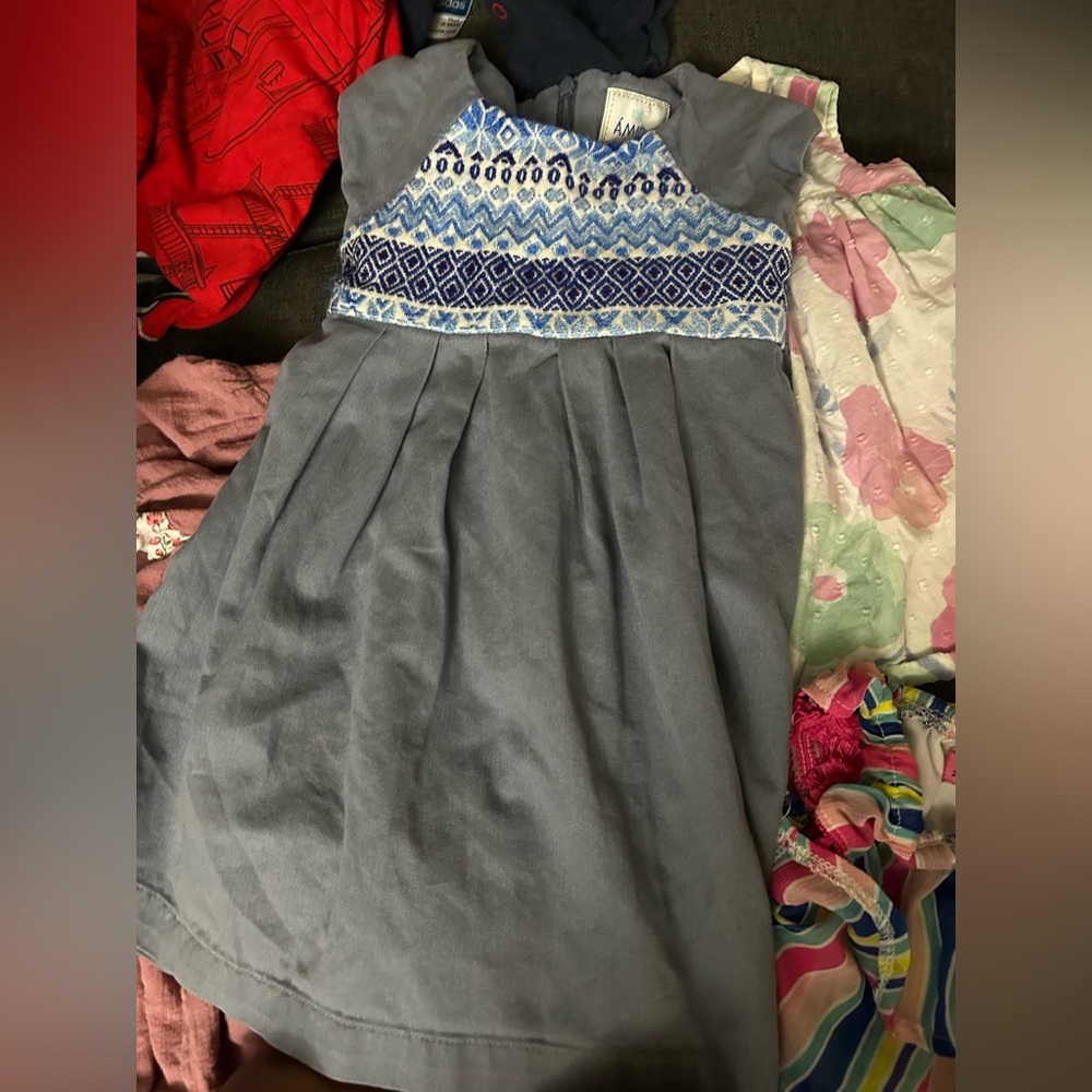 Amirah Gray and Blue Patterned Kids Dress